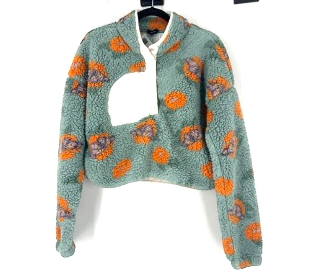 PACSUN Floral Print Sherpa Pullover Sweatshirt